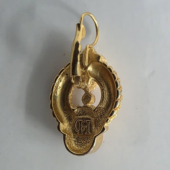 CAROLINA HERRERA PIECED EAR DOOR KNOCKER DANGLE EARRINGS - RARE! - Picture 7 of 10